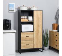 Homcom Kitchen Cupboard Microwave Stand With Storage Cabinet Soft Close In Light Brown Light Brown One Size