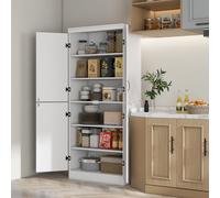 HOMCOM Kitchen Cupboard Storage Cabinet With 4 Doors And Adjustable Shelves White, White