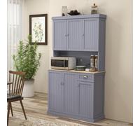 HOMCOM 6 Door Single Drawer Single Shelf Grey Kitchen Cupboard - Size: 22.5 x 47 x 114.5cm - Wilko
