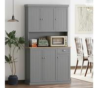 HOMCOM Kitchen Cupboard Storage Cabinet with Adjustable Shelves in Grey HOMCOM Grey