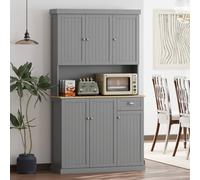 Homcom Kitchen Cupboard Storage Cabinet With Adjustable Shelves In Grey Grey One Size