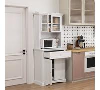 HOMCOM Kitchen Cupboard Storage Cabinet with Drawer, Doors and Shelves, White, White