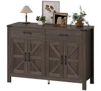 Homcom Kitchen Cupboard With 4 Doors, 2 Drawers And 2 Shelves, Dark Brown Brown