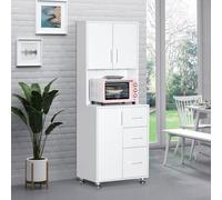 HOMCOM Kitchen Cupboard with Storage Cabinets, 3 Drawers for Living Room in White HOMCOM White