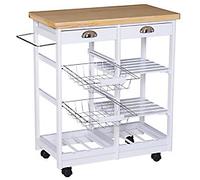 HOMCOM Kitchen Island, 74Wx37Dx76Hcm-White