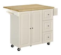 HOMCOM Kitchen Island MDF (Medium-Density Fibreboard), Rubberwood White 450 x 11,150 x 750 mm