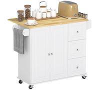 Homcom Kitchen Island On Wheels, Kitchen Cart With Drop Leaf, White