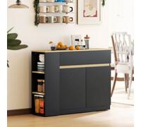 Homcom Kitchen Island, Storage Cabinet With 2 Drawers, 3 Open Shelves, Black Black