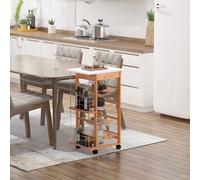 HOMCOM Kitchen Island Trolley w/ 4 Baskets 2 Side Racks Drawer Worktop in Brown HOMCOM Brown