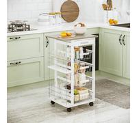 HOMCOM Kitchen Island Trolley w/ 4 Baskets 2 Side Racks Drawer Worktop in White HOMCOM White