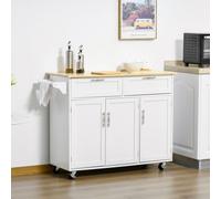 HOMCOM Kitchen Island Utility Cart with 2 Storage Drawers Cabinets in White HOMCOM White
