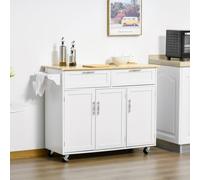 Homcom Kitchen Island Utility Cart With 2 Storage Drawers Cabinets In White White