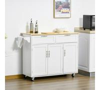 HOMCOM Kitchen Island Utility Cart with 2 Storage Drawers Cabinets in White HOMCOM White