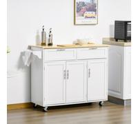 HOMCOM Kitchen Island Utility Cart, with 2 Storage Drawers Cabinets Dining Room