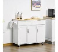 Homcom Kitchen Island Utility Cart, With 2 Storage Drawers Dining Room White
