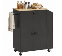 HOMCOM Rolling Kitchen Island with 3-Tier Spice Rack, Kitchen Storage Cart with Drawer and Towel Rack, Black