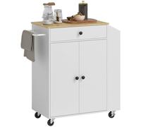 Homcom Kitchen Island With 3-Tier Spice Rack, Kitchen Cart With Towel Rack In White White