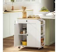 HOMCOM Kitchen Island with 3-Tier Spice Rack, Kitchen Cart with Towel Rack - Particleboard, MDF - Kitchen Island - 82W x 38D x 86.5H cm