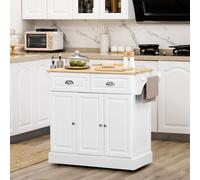 HOMCOM Kitchen Island with Adjustable Shelf Storage Drawers and Cabinets White