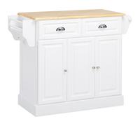 HOMCOM Kitchen Island with Adjustable Shelf Storage Drawers and Cabinets White | TJ Hughes