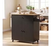 Homcom Kitchen Island With Drop Leaf, Rolling Kitchen Storage Trolley, Black