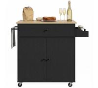 Homcom Kitchen Island With Drop Leaf, Rolling Kitchen Storage Trolley, Black Black