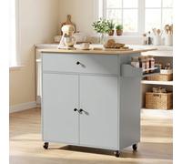 Homcom Kitchen Island With Drop Leaf, Rolling Kitchen Storage Trolley, Grey