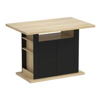 HOMCOM Kitchen Island with Spice Rack, Kitchen Storage with Large Tabletop for 4 People, Adjustable Shelves Black & Natural