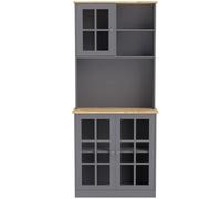 HOMCOM Kitchen Pantry, Buffet Hutch with 3 Storage Cabinets, 2 Open Shelves and Large Countertop for Kitchen, Grey