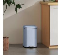 Homcom Kitchen Pedal Bin, Metal Rubbish Bin With Soft-Close Lid In Light Blue Light Blue