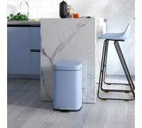 HOMCOM 20L Kitchen Pedal Bin, Metal Rubbish Bin with Soft-close Lid, Light Blue, Blue