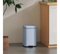 HOMCOM Kitchen Pedal Bin, Metal Rubbish Bin with Soft-close Lid in Light Blue | Size: Medium HOMCOM Light Blue Medium
