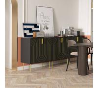 HOMCOM Freestanding Storage Cabinet With Adjustable Shelf For Living Room, Black