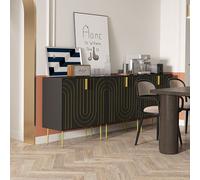 HOMCOM Freestanding Storage Cabinet with Adjustable Shelf for Living Room - Black