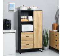 Kitchen Cupboard Microwave Stand with Storage Cabinet Soft Close HOMCOM Light Brown One Size