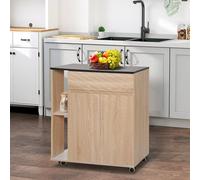 HOMCOM Rolling Kitchen Island - Black, Black