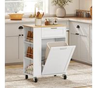 HOMCOM Kitchen Storage Trolley on Wheels with 2 Drawers, Island, White HOMCOM White