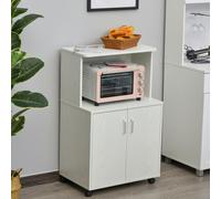 HOMCOM Kitchen Microwave Stand with Wheels - White | TJ Hughes