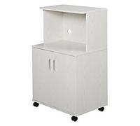 Homcom Kitchen Storage Unit Microwave Cart Trolley with Cabinet White