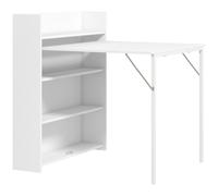 HOMCOM Kitchen Table, Folding Dining Table, with 4-Tier Shelves, Modern Drop-Leaf Table, White