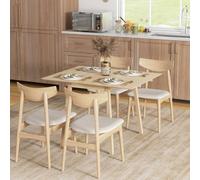 HOMCOM Extendable Kitchen Table For 2-4, Folding Drop Leaf Dining Table, Natural