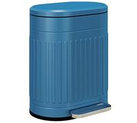 HOMCOM Kitchen Trash Can 20L Oval Metal Pedal Bin with Soft Close Lid, Anti-Fingerprint, Removable Inner Bucket, 36.5 x 31.2 x 45 cm, Blue