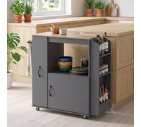 Homcom Kitchen Trolley On Wheels, Rolling Kitchen Cart With Power Outlet