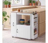 Homcom Kitchen Trolley On Wheels, Rolling Kitchen Cart With Power Outlet