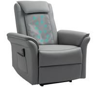 HOMCOM Kneading Massage Recliner Chair Breathable Leather Recliner Armchair in Grey HOMCOM Grey