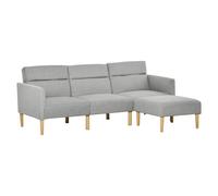 HOMCOM L Shape Sofa Bed Set, Linen Fabric Corner Sofa Bed with Rubber Wood Legs, Footstool and Anti-Cat-Scratch Material, Light Grey Aosom UK