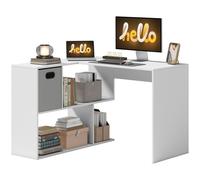 Homcom L Shaped Computer Desk, 110 X 100Cm Reversible Corner Desk, White White