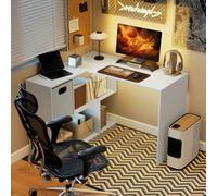 Homcom L Shaped Computer Desk, 110 X 100Cm Reversible Corner Desk, White