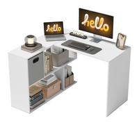 Homcom L Shaped Computer Desk, 110 X 100Cm Reversible Corner Desk, White