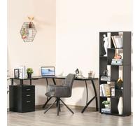 HOMCOM L-Shaped Computer Desk Table w/ Drawer Home Office Corner Workstation in Black HOMCOM Black